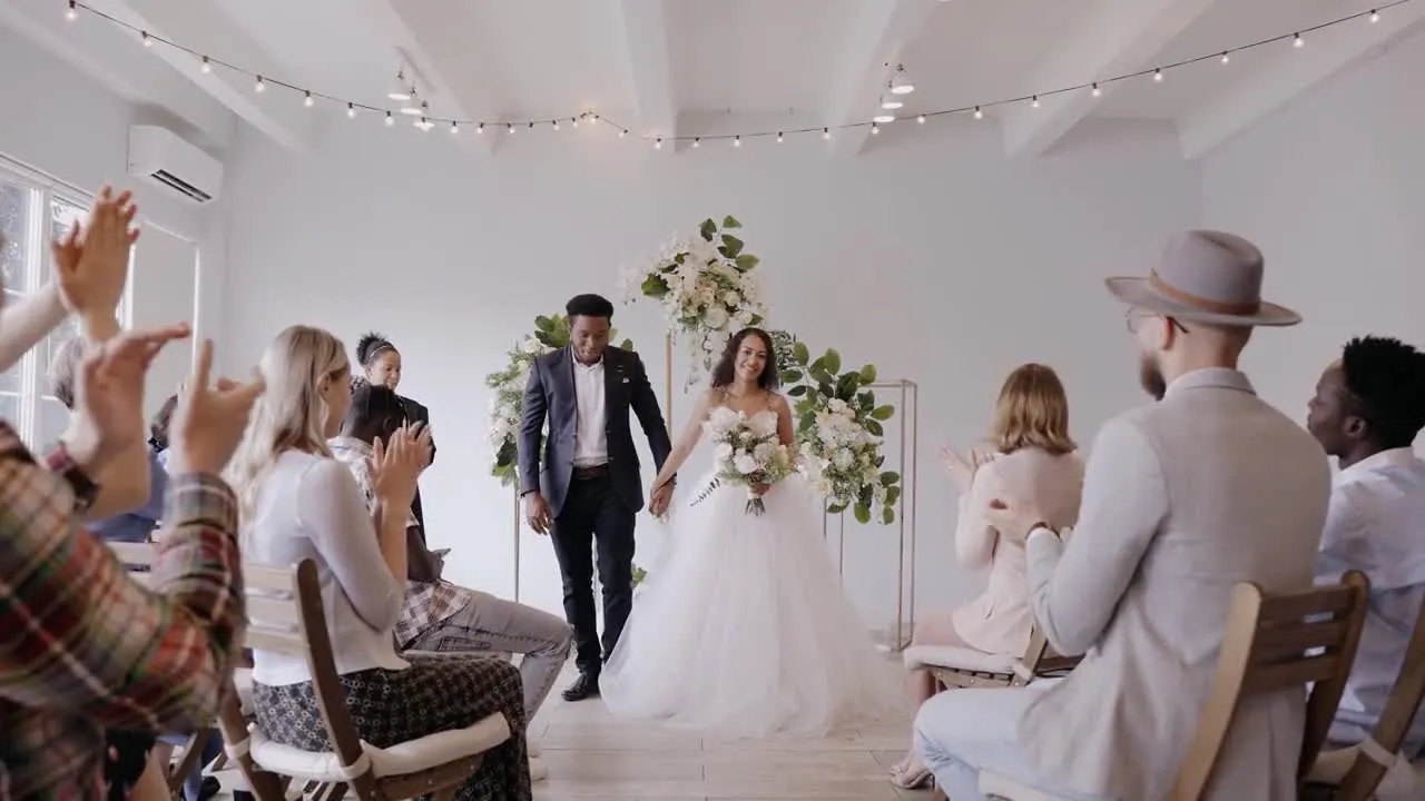 Guests celebrating a wedding in an event venue