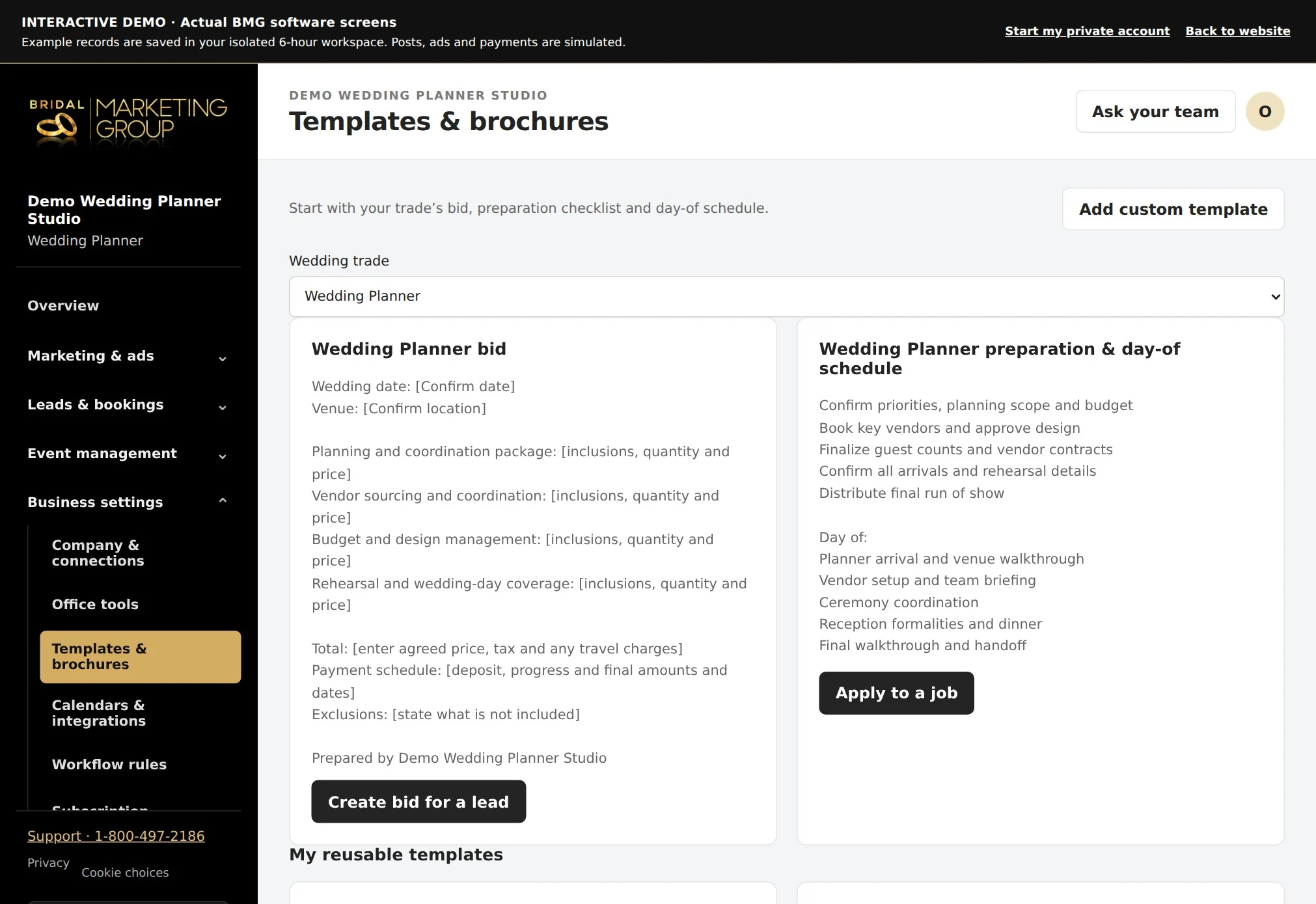 Actual WeWed.io client portals tools