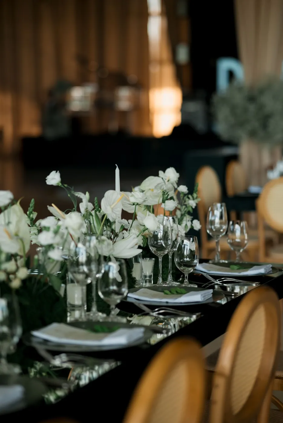 A reception inspiration photograph used to illustrate marketing ideas for wedding and event businesses.